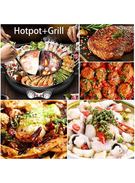 Electric Grill Pan With Hot Pot， 2 In 1 Electric Smokeless Barbecue Grill And Indoor Hot Pot Non-Stick Pan And Split Grill Pan， Independent Dual Temperature Control，Red，A Useful - VZFN0EQ9