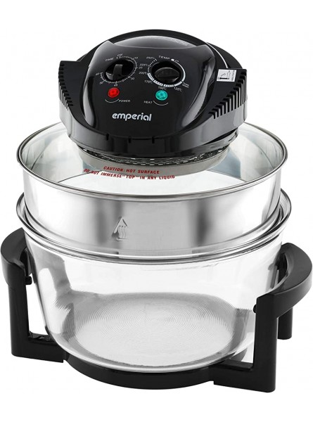 Emperial Premium Black 17L Halogen Convection Oven Cooker Air Fryer 1400W Includes Accesories Pack Timer & Extender Ring - WKZMX8YB