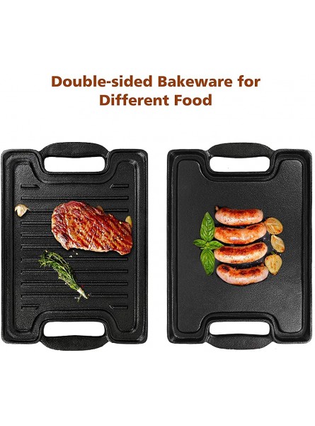 Griddle Pan， Double-Sided Fry Pan Skillet Non-Stick Grill Plate Cast Iron Griddle Skewers Steak Meat Bbq Pan Cooking Tool Kitchen Utensil Cookware Useful - JOALNH37