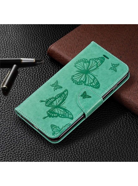 Robinsoni Case Compatible with iPhone 7 Phone Case Wallet iPhone 8 Leather Phone Cover Shockproof Kickstand Case Notebook Cover Flip Stand Book Style Case Heavy Duty Case Butterfly Green - UOWZF0MR