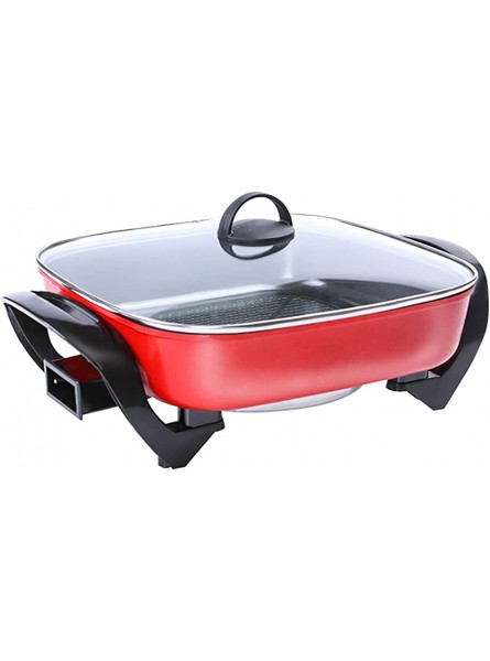 Electric Hot Pot,Multi Function Electric Cooker Pan with Glass Lid and Twin Carrying Handles,Integrated Kitchen Pot,Electric Barbecue Grill for 2-5 People,1700W - FUFJ4S05