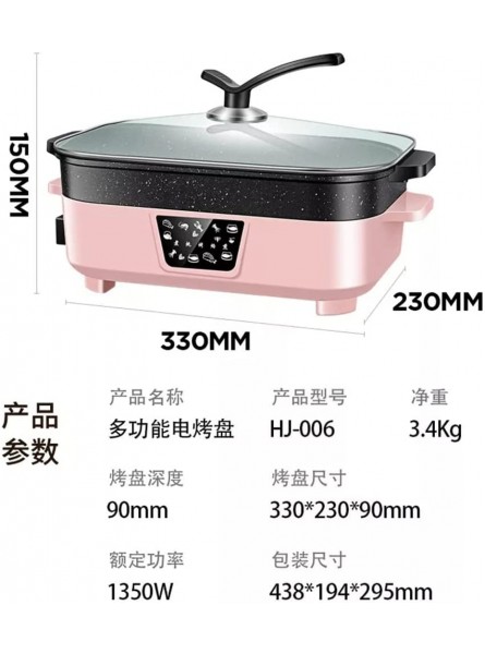 WOGDTNCE 220V Electric Frying Pan 1350W Hot Pot Cooker 7L Large Capacity Hot Plate Non Stick Barbecue Grill Detachable Electric Steamer Color : Pink Size : 7L liuguifeng Color : Pink Size : 7L - QZMG9R3D
