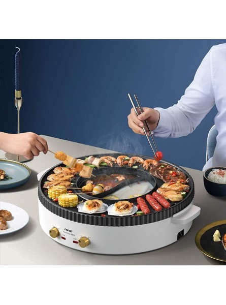 Integrated Electric Hot Pot Electric Barbecue Grill Multifunctional BBQ Hot Pot Double Pot Non-Stick Electric Baking Pan Tray Is Convenient Indoor Baking Capacity For 3-12 People Color : Split Pot - JZAIERT9