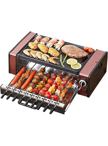 Linjolly Multifunction Electric Barbecue Grill Indoor Smokeless Automatic Rotating 9-pin Skewers Machine,1800 W Power Knob Control - ZUDT1FMJ