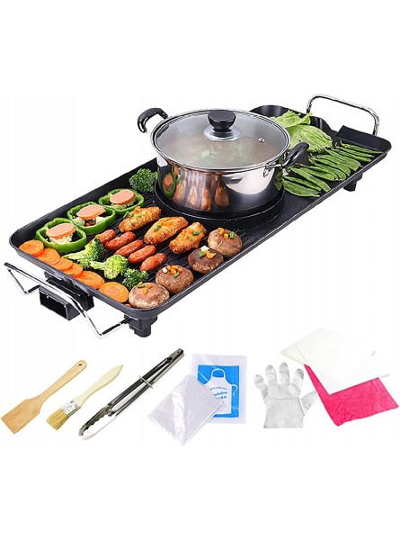 Linjolly Portable Electric Grill Smoke Free Home Electric Bakeware Barbecue with Handle and Adjustment Bracket 2100 W - NMLHDBMB