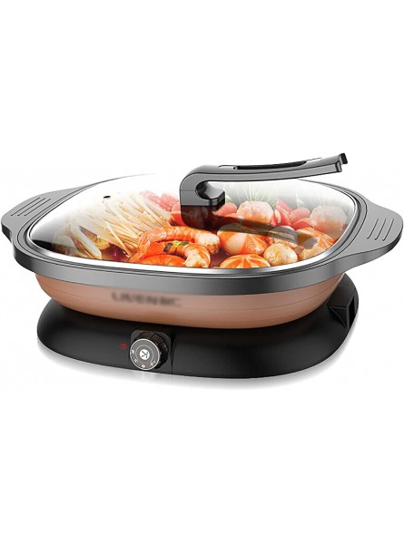 Multi-Function Electric Cooker Pan with Lid Non-Stick Aluminium Electric Hot Pot Shabu Shabu Hot Pot with Heat-Insulating Handle Heat Sink,1600W - GUHZ1RYK