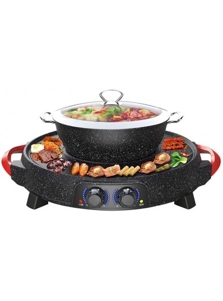WOGDTNCE BBQ Grill and Hot Pot Tabletop Grill and Fondue with Ceramic Coating Non-Stick Electric Hot Pot with Glass Lid and Adjustable Thermostat Roundpot liuguifeng - EIKIXOG9