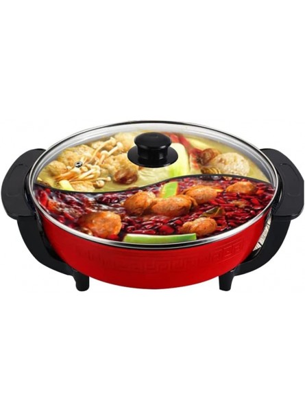 YNB 5L Multi Electric Hot Pot Mandarin Duck Pot 5 Gears Adjustable Shabu Dual Sided Soup Cookware Stainless Steel Non Stick Pan for Home Party - GQWJGMFF