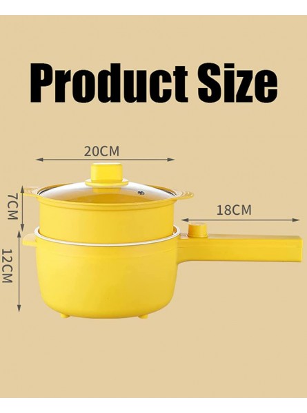 YNB Mulit-Function Electric Hot Pot 1.8 Liter Portable Mini Ramen Cooker Non-Stick Electric Skillet Round Frying Pan for Dorm Office,White,Without Steamer - IUFP63Y0