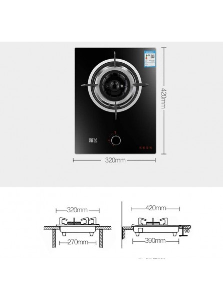 HJJ 4.5KW Gas Stove,Benchtop Embedded Single Cooker,with Flameout Protection,black Tempered Glass Panel，Suitable For Home Kitchen [Energy Class A] Color : 4.5kw Size : Natural gas - LWLTF94F