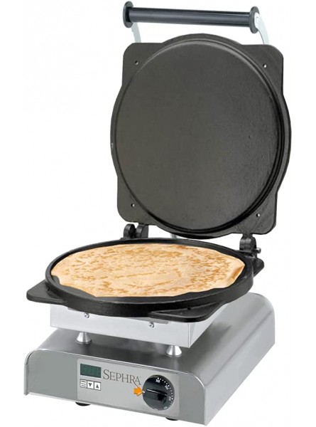 Sephra Crepe Press Commercial Electric Easy Crepe Maker With Non-Stick Coated Aluminium Baking Plates – Professional Crepe Griddle Machine for Making 300mm Diameter French Crepes Galettes and Wraps - PLQMX2SK