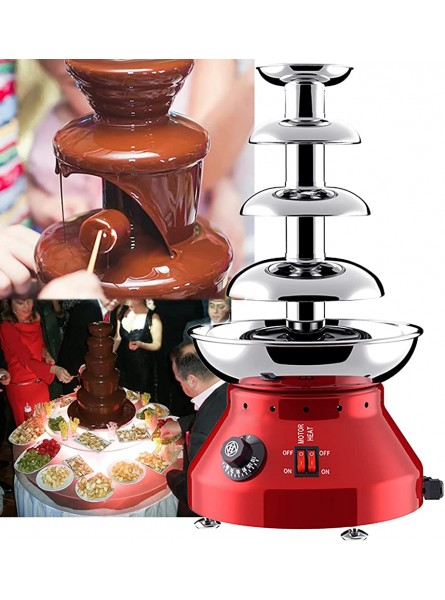 CHGGE 230W Electric Chocolate Fountain Machine,3000ml Capacity 5 Tier Chocolate Diy Waterfall Fondue,30-110°Temperature Adjustment Commercial Home Chocolate Warmer,Birthday Party,Red - XGJS7BH0