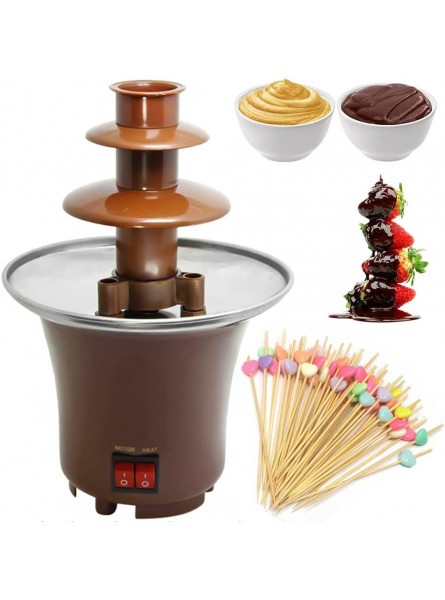 Chocolate Fountain 3 Tiers Electric Melting Machine 100 Toothpicks Included Mini Hot Chocolate Fondue Pot Home Party for Cheese Fruit BBQ Sauce Liqueurs - BAUQ6J39