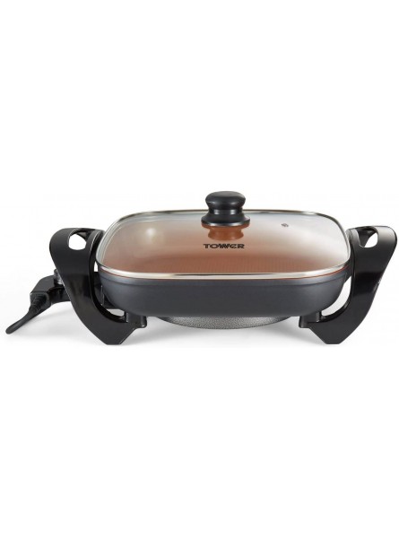 Tower T14036COP Cerasure + Copper Multifunctional Electric Skillet with Adjustable Temperature Control and Glass Lid 1500W Copper - DBJUETMH