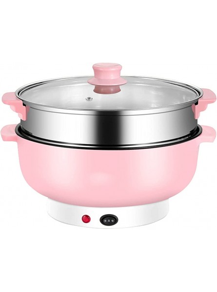 Electric Hot Pot Cooker Portable Electric Skillet with Nonstick Coating Multi-Function Electric Cooker Noodle Cooking Pot Steamer Soup Heater,pink,28CM - ZAGL3KTN