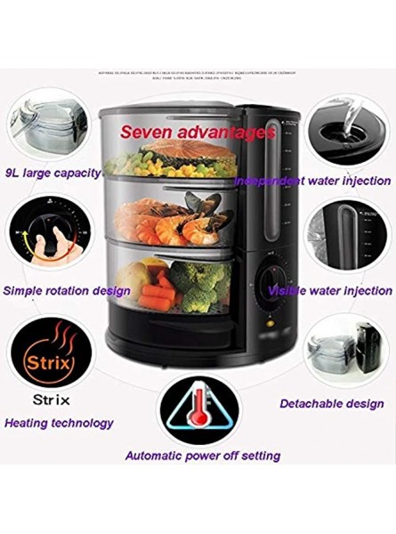 Electric Steamer High Efficiency Food Steamer with Safety Function 360 Degree Transparent Cover - KMVFGHN9