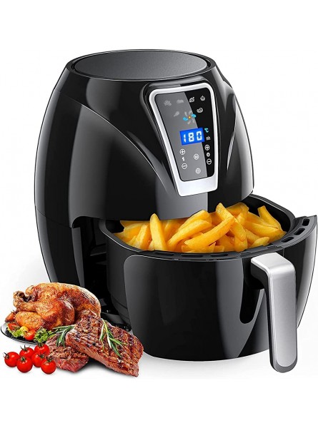 [2021 Upgrade] Air Fryer with Cookbook 1300W Power Air Fryer with Digital Display Rapid Air Circulation System Adjustable Temperature and Timer for Healthy Oil Free & Low Fat Cooking Black - YZDY0H4Q