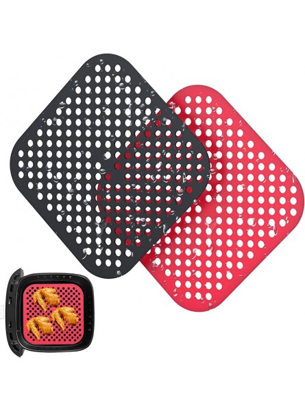 8.5 inch Square Reusable Air Fryer Liners 2Pack Non-Stick Silicone Air Fryer Mats Resistant Heat Easy to Clean Steamer Liners for Kitchen Baking 8.5inch Square - VUZYYTPB