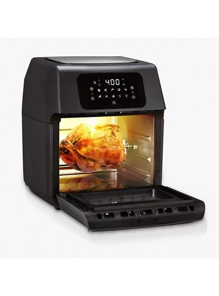 Almineez 12L 1800W Digital Air Fryer Oven Toaster Rotisserie Dehydrator LED Kitchen Countertop Oil free Bake Roast Reheat Includes Basket,Skewer Removal Tool - OVHYESSR