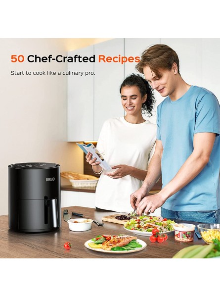 Dreo Air Fryer 40℃ to 200℃ 3.8 Liter Hot Oven Cooker with 50 Recipes 9 Cooking Functions on Easy Touch Screen Preheat Shake Reminder 9-in-1 Digital Airfryer Black - DKVDFMSI