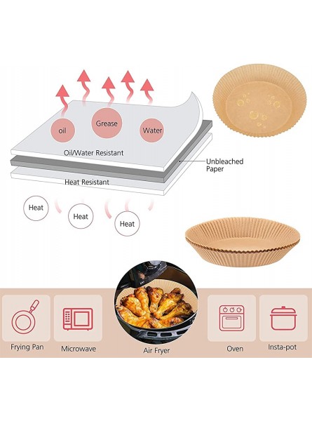 Kangrunmys Air Fryer Parchment Liner,200 PCS Non-stick Pan Oil Paper 6.3 Inch Round Cooking Paper Hevy Duty Oil-Proof Premium Parchment Paper for Baking Roasting Microwave Frying Brown- 20pcs- 6.3in - WVHGPR4D