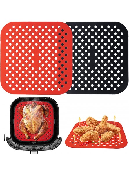 Unnosin Reusable Air Fryer Liners 8.5 inch Square Air Fryer Mats Non-Stick Silicone Premium Material Large Air Circulation HolesRed+Black 2PCS - AGXXAMOA