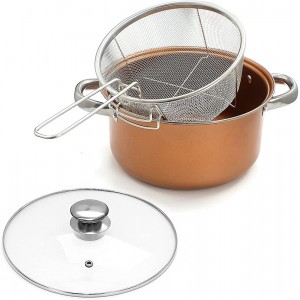 Vision4ever 4 in 1 Fryer Stove Top Chip Pan Deep Fat Stew Frying Basket Glass Lid Bake - VWYD1QFH