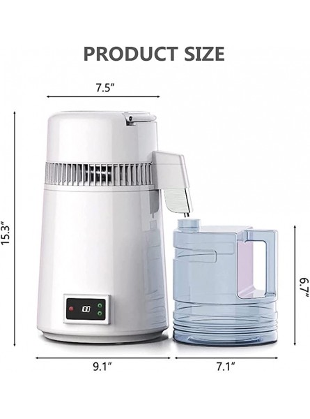 JIXIN 1.05 Gallon Countertop Water Distiller Machine 750W 304 Stainless Steel Distilled Water Purifier Filter Easy To Make Clean Water for Home Office - NMDGA14U